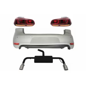 image-78-VW Golf 6 VI (2008-2012) lökhárító és kipufogó, teljes LED-es hátsó lámpa, piros-füst, GTI Design