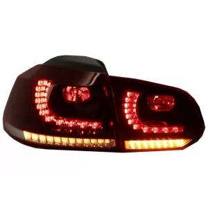 Rear Bumper with Exhaust System and Taillights Full LED suitable for VW Golf VI (2008-2013) R20 Design Dynamic Sequential Turning Light (LHD and RHD)
