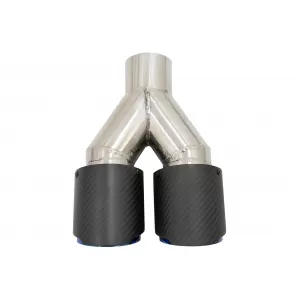 Universal Auspuffspitze Matte Kohlefaser Blau Fertig Auflage Einlass 6,3 cm-image-6054068