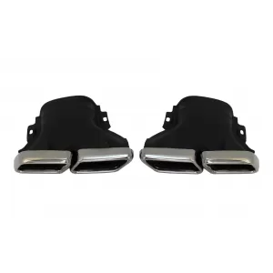 Rear Diffuser suitable for Mercedes GLC X253 SUV (2015-07.2019) GLC63 Exhaust Muffler Tips Silver