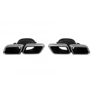 Rear Diffuser suitable for Mercedes GLC X253 SUV (2015-07.2019) GLC63 Exhaust Muffler Tips Silver