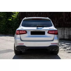 Rear Diffuser suitable for Mercedes GLC X253 SUV (2015-07.2019) GLC63 Exhaust Muffler Tips Silver