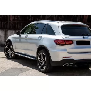Rear Diffuser suitable for Mercedes GLC X253 SUV (2015-07.2019) GLC63 Exhaust Muffler Tips Silver