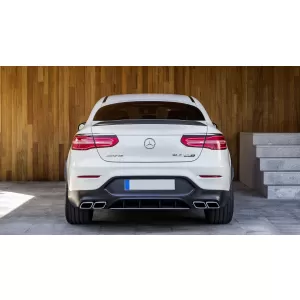 Hátsó lökhárító diffúzor Mercedes GLC C253 Coupe 2015+ GLC63 dizájn, ezüst kipufogóvégekkel-image-6055468