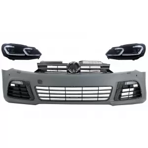 image-70-Prednji Branik s LED Prednja svijetla koja teku dinamičkim sekvencijalnim svjetlima za skretanje prikladna za VW Golf VI 6 MK6 (2008-2013) R20 Dizjan s PDC-om