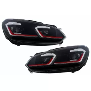 LED Фарове и Задни светлини , подходящи за VW Golf 6 VI (2008-2013) с Facelift G7.5 TFSI Look Red Flowing Динамичен Sequential Въртящи се светлини LHD-image-6052825