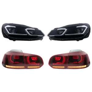 image-1-LED Prednja svijetla i stražnja svjetla prikladna za VW Golf 6 VI (2008-2013) s izgledom Facelift G7.5 Srebrni tekuća dinamička sekvencijalna svjetla za okretanje LHD