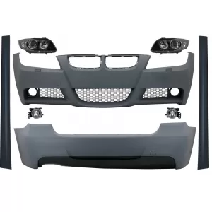 image-11-Teljes Body Kit BMW 3 E90 (2005-2008) M-Technik dizájn, fekete Angel Eyes fényszórókkal