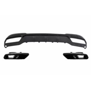 Bara fata si Difuzor Bara Spate compatibil cu Mercedes E-Class W212 S212 (2013-2016) Negru cu Ornamente Evacuare-image-6053546
