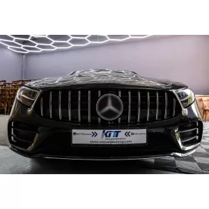 Central Grille Suitable for Mercedes CLS-Class C257 (2018-up) GTR Design Black Chrome