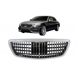 Grille Avant Calandre pour Mercedes S W222 X222 14-20 Vertical Look Chrome-image-6057993