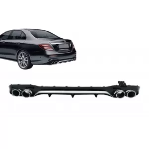 Hátsó diffúzor és kipufogóvég Mercedes E-osztály W213 (2016-) E53 Design, ezüst, AMG Line lökhárítóhoz, PDC-image-6057793