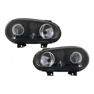 Stoßstange für VW Golf IV 4 MK4 10.97-09.03 Scheinwerfer Schwarz R32 Look-image-6054671