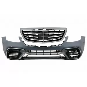 image-17-prednji branik sa centralna maska/gril hrom resetkom pogodan za Mercedes S-Klasu V222 facelift (2017-up) S63 dizajn
