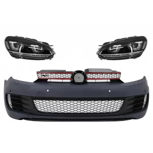 image-70-Prednji Branik s desnim Prednja svijetla LED DRL svjetlo za skretanje krom pogodan za VW Golf VI 6 (2008-2013) GTI U Dizjan