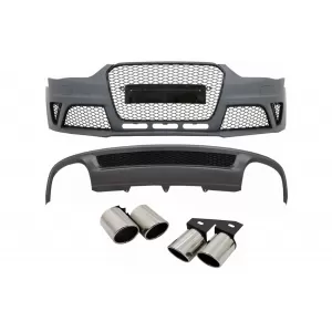 image-3-Első lökhárító AUDI A4 B8 Facelift 12-15, diffúzorral és kipufogóvégekkel, RS4 kinézet