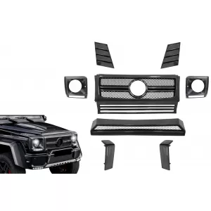 image-11-Valódi szénszálas első alkatrészek, Mercedes G-osztály W463 (1990-2014), G65 Design, hűtőrács, fényszóró keret, spoiler