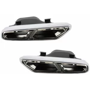 Bara Fara cu Difuzor Bara Spate si Ornamente Tobe Crom compatibil cu Mercedes W212 E-Class Facelift (2013-2016) E65 Dessign pentru Bara Spate Standard-image-6057951