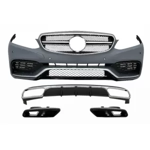 image-37-Első lökhárító, hátsó diffúzor és kipufogóvég, fekete, Mercedes E-osztály W212 Facelift (2013-2016) E65 design, csak alap lökhárítós modellekhez