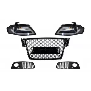 image-16-Hűtőrács jelvény nélkül, ködlámpa ráccsal és LED nappali menetfényes fényszóróval AUDI A4 B8 (2008-2011), RS4 Design