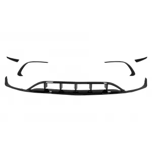 Hátsó diffúzor kipufogóvégekkel és első splitterekkel MERCEDES A-osztály W176 Facelift (2015-2018), Sport Pack, teljes fekete-image-6058591