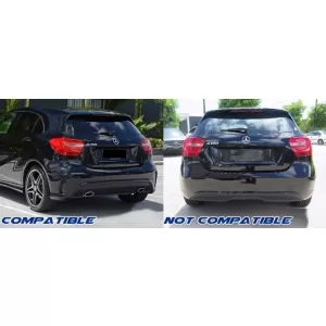 Hátsó diffúzor króm kipufogóvégekkel és splitterekkel, Mercedes A-osztály W176 (2012-2018), A45 facelift dizájn, piros-image-6058955