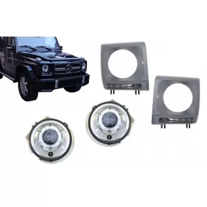 image-3-Első fényszóró és borítás LED nappali menetfénnyel, fekete/króm, Mercedes G-osztály W463 (1989-2012), G65 Design