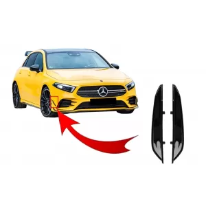 image-42-Frontstoßstange Flaps Side Fins für MERCEDES A W177 V177 04.18-2022 A35 Look Schwarz