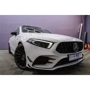 Front Bumper Lip Extension suitable for Mercedes A-Class W177 V177 (04.2018-2022) A35 Design Black Edition
