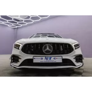 Front Bumper Lip Extension suitable for Mercedes A-Class W177 V177 (04.2018-2022) A35 Design Black Edition