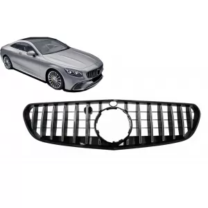 image-70-Kühlergrill für Mercedes Facelift C217 A217 18+ GT-R Look Chrom 360 Kamera