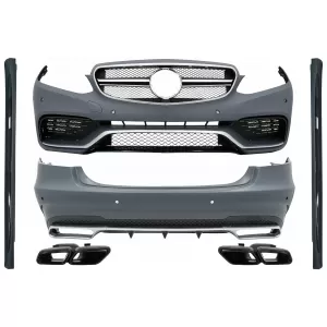 image-3-Kompletan karoserijski komplet s crnim vrhovima Vrhovi auspuha prikladan za Mercedes E-klasu W212 Facelift (2013-2016) E63 Dizjan