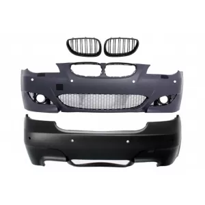 image-52-Body Kit BMW 5 E60 03-07 lökhárító hűtőrács dupla csíkos zongoralakk fekete M5 kinézet