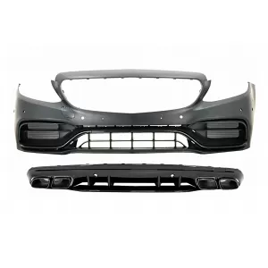 image-36-Első lökhárító diffúzorral és fekete kipufogóvéggel MERCEDES C-osztály W205 S205 AMG Sport Line (2014-2020) modellekhez, C63S dizájn