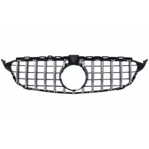 Bara Fata cu Grila cu/fara camera 360 si Eleron portbagaj Negru Mat compatibil cu Mercedes C-Class C205 (2014-2018) C63 GT-R Design-image-6064673