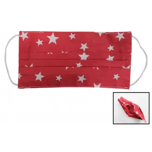 image-33-Package of 5 Red with stars Reusable Masks with Folds 100% Cotton 2 Layers Unisex Washable 5 Filters PPS 330 Microns