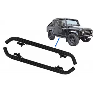 image-46-Trittbretter Seitenschritte für Land Rover Defender 110 1990-2016 Schwarz Edition