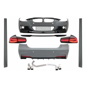 image-45-Body Kit BMW 3 F30 (2011-2019) M-performance dizájn, hátsó spoiler és LED hátsó lámpa dinamikus irányjelzővel, piros-füst