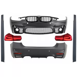 image-24-Body Kit BMW 3 F30 (2011-2019) LED hátsó lámpákkal, EVO II M3 CS dizájn és dupla csíkos M dizájn hűtőrács, zongoralakk fekete