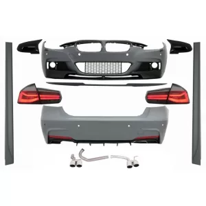 image-51-Komplett Body Kit BMW 3 F30 (2011-2019) M-performance dizájn, visszapillantó tükör borítókkal és dinamikus irányjelzős LED hátsó lámpákkal, piros-füst színben