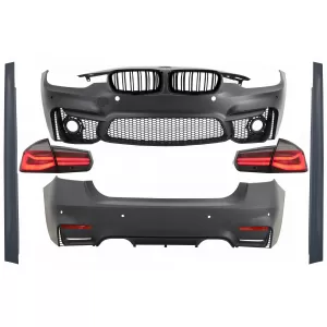 image-25-Body Kit BMW 3 F30 (2011-2019) LED hátsó lámpákkal, dinamikus irányjelzővel, EVO II M3 CS dizájn és dupla csíkos hűtőrács M dizájn zongorafekete