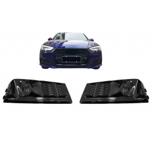 image-12-Branik rešetka branika ACC pokriva bočne Maske prikladne za Audi A4 B9 Sedan Avant (2016-2018) RS4 Dizjan Black Edition