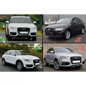 Fog Lamp Covers Side Grilles suitable for Audi Q3 8U (2011-2014) RS Design Piano Black Chrome