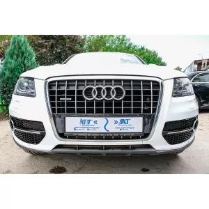 Fog Lamp Covers Side Grilles suitable for Audi Q5 SUV 8R (2008-2011) RS Design Piano Black Chrome