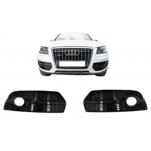 Fog Lamp Covers Side Grilles suitable for Audi Q5 SUV 8R (2008-2011) RS Design Piano Black