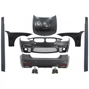 image-61-Komplett Body Kit BMW F30 (2011-2019), EVO II M3 CS Design, első fekete sárvédőkkel, motorháztetővel és kipufogóvégekkel (karbon)