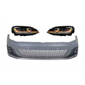 image-61-Első lökhárító VW Golf 7 5G (2013-2017) modellekhez, LED fényszórók dinamikus irányjelzővel, piros facelift G7.5 dizájn