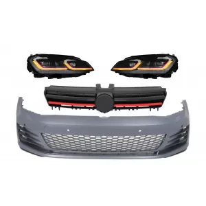 image-63-Első lökhárító LED fényszórókkal, dinamikus irányjelzőkkel és hűtőráccsal, VW Golf 7 5G (2013-2017), piros, facelift G7.5 GTI dizájn