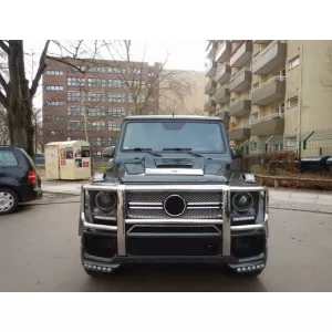 Bara Fata cu Extensie LED DRL Prelungire superioara si BullBar Bare Protectie compatibil cu Mercedes G-Class W463 (1989-2017) G65 Design-image-6067692