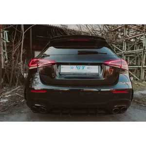 Rear Bumper Valance Diffuser suitable for Mercedes A-Class W177 Hatchback (2018-Up) Black Exhaust Muffler Tips